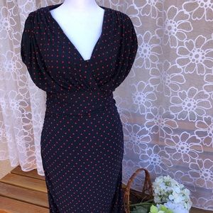 Vintage midi 30’s retro Evan Picone maxi dress polka dot